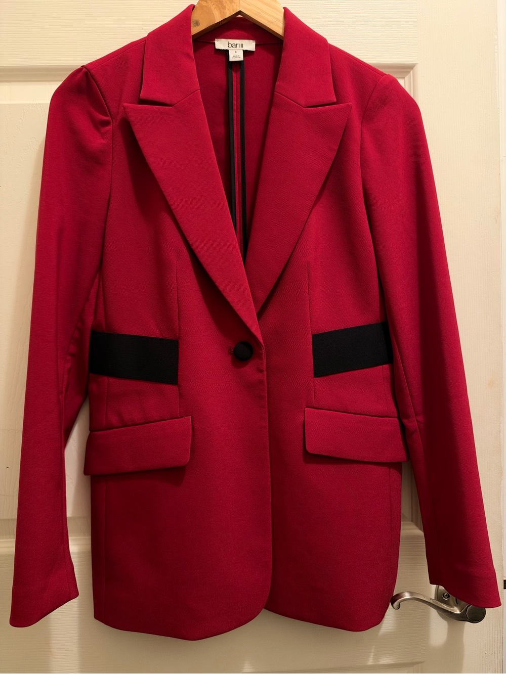 bar III Red Notch Lapel Blazer with Black Accent